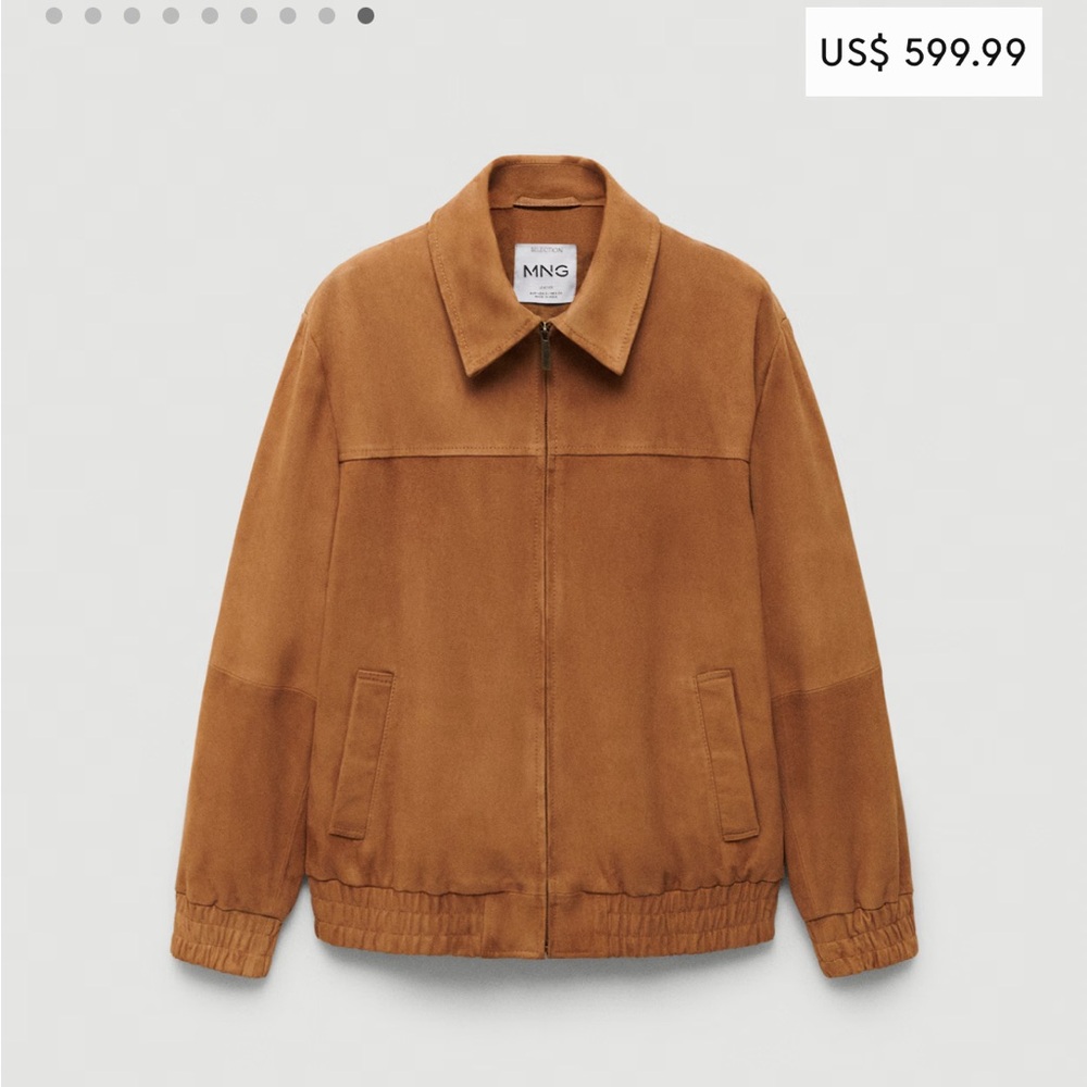Mango SELECTION Suede Leather Bomber Jacket - Size S NWT